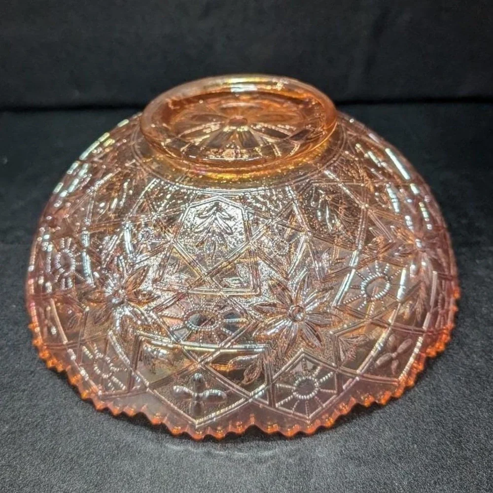 Imperial Hattie Marigold Carnival Glass Bowl, Glassware, Iridescent Centerpiece‎